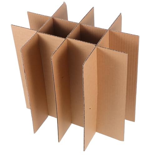 SHINEOFI Lot de 5 Séparateurs en Carton pour Bouteilles de Vin 12 Compartiments 75X75X300 MM Protection Renforcée pour Transport Sécurisé Inserts de Séparation pour Cartons de