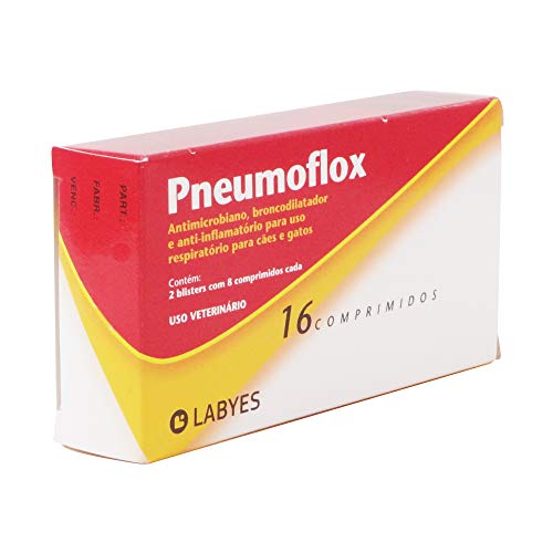 Antimicrobiano Pneumoflox com 16 Comprimidos para Cães e Gatos Labyes