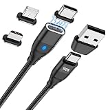 3 magnetische Endstücke und 1 USB-zu-Typ-C-Endstück: Im Lieferumfang sind drei magnetische Endstücke für Micro-USB-, Typ-C- und Lightning-Geräte enthalten, sodass Sie problemlos zwischen den Geräten wechseln können, ohne mehrere Kabel mit sich herumtragen zu müssen. Das Kabel ist 1,8 m lang und somit praktisch für den Gebrauch zu Hause oder unterwegs.