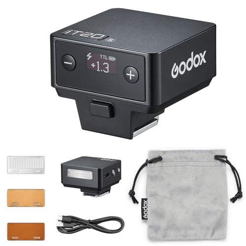 Godox iT20 Mini Camera Flash - 45g Ultra-Compact with TTL, 700+ Flashes, Magnetic Modifiers & USB-C for Sony Cameras, Black