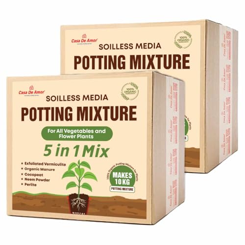 Image of Casa De Amor 5-in-1 Potting Mixture- Make 20Kg Soil Less Mixture with Cocopeat, Vermiculite, Perlite, Neem Powder & Organic Manure for Healthy Plant Growth (Pack of 2)