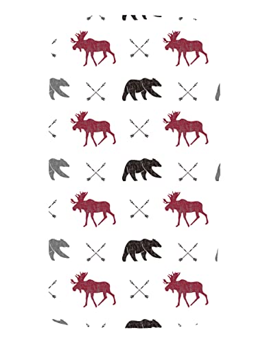 Image of Dear Baby Gear Deluxe Baby Crib Sheet - Cotton Polyester Infant Sheets - Soft Machine-Washable Crib Mattress Cover - Newborn Nursery Bedsheet - Northwoods Moose and Arrows Print, 52 inchx28 inchx10 inch
