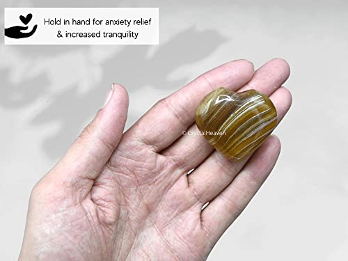 Image of Crystal Heaven Fluorite Heart Palm Pebbles Stones For Anxiety Stress Relief Massage-Aaa Grade Original Healing Gemstone Agate Heart Palm Stone For Yoga Meditation Spiritual