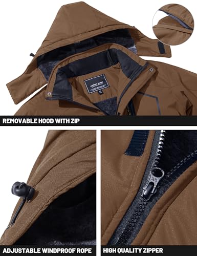 Image of TACVASEN Men's Winter Skiing Jackets Water Resistant Fleece Coats Insulated Thermal Snowboard Jacket Parka Raincoat with Hood