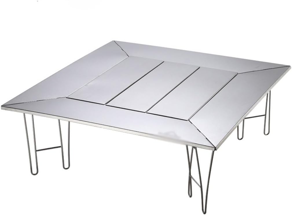 Stainless Steel Stove Table Detachable Barbecue Table Outdoor Folding Table with Three Planks