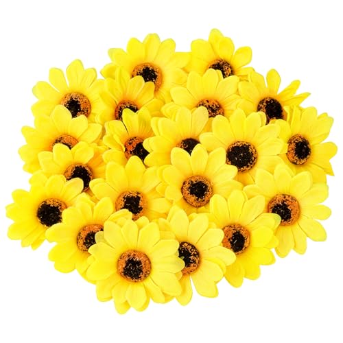 Alaoo Fausse Fleur Decoration, 7cm Fausses Fleurs en Tissu Petite Tête de Fleur Artificielle, Fausse Fleur pour DIY Bricolage Scrapbooking Decoration Gateau...