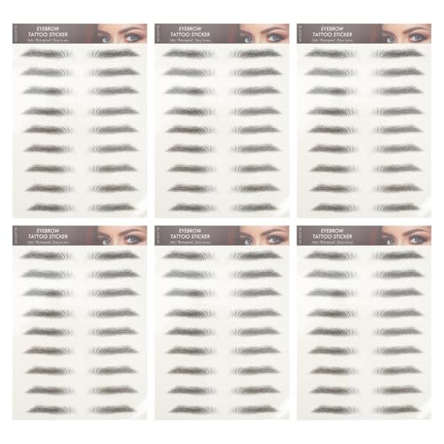 CHILDWEET Pegatinas para Cejas Postizas Resistentes al Agua Efecto Pelo Natural, 12 Piezas en Papel Transfer Tinta de Soja para Probar Nuevas Formas de Cejas