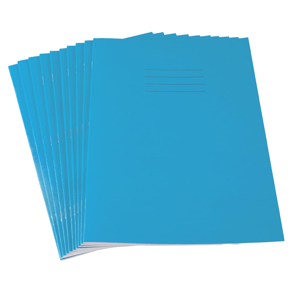 Hamelin A4 Exercise Books, 80 Pages, Light Blue, 10 Pack for School, 7 mm Squared