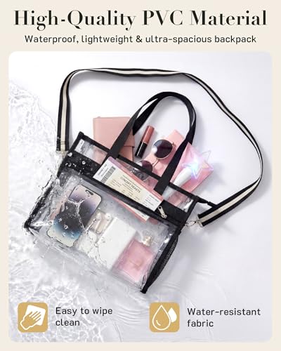 Image of Missnine Clear Bag for Stadium Events, 12x6x12 Approved Clear Tote Bag for Women