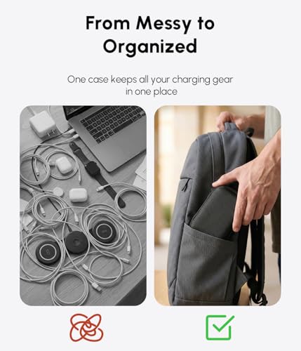 Image of Portable Charger Case Compatible with Hicober 3 in 1 Wireless Charging Station, 1680D Oxford Charger Organizer Travel Case for Foldable Charging Pad, Adapter and Cable - Matte Black