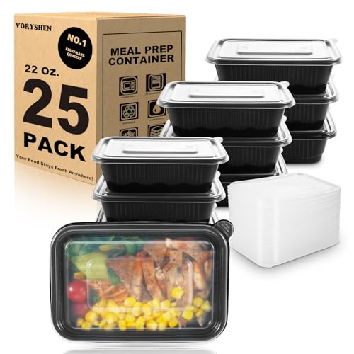 25-Pack Meal Prep Containers,22 Oz 1-Compartment to go Food Conta...
