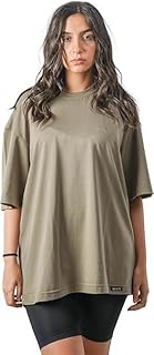 Plein de Vie Women’s Oversized T-Shirt – 100% Cotton, Grey,| Dropped Shoulder, Relaxed Fit Crew Neck Tee | Soft, Breathable Casual Top for Everyday Wear, Travel & Laid-Back Outfits