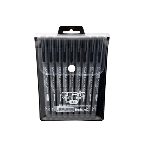 Copic Markers 9-Piece Multiliner Inking Pen Set B-2, Black (MLB2)