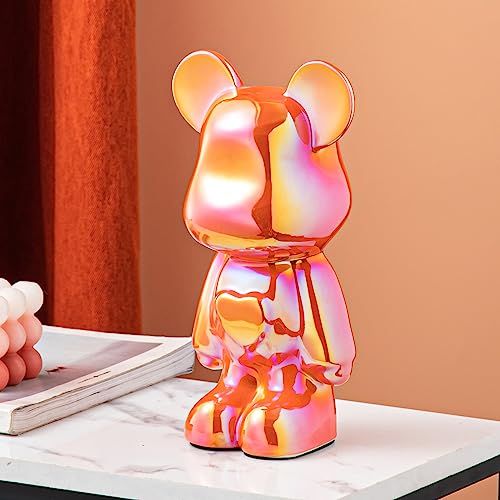 Yundu Ceramic Piggy Bank for Kids and Adults - Coin Bank for Girls and Boys - Orange Love Bear Decoration - Modern Décor, Hypebeast Room Décor - Gifts for Birthdays