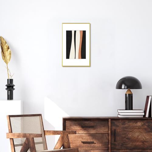 Image of Homso 11 x 17 Frame, Metal Thin Board 11x17 Picture Frame Gold with Acrylic Plexiglass for Pictures A4 with Mat or 11x17 without Mat for Horizontal and Vertical