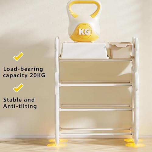 بيونتي منظم تخزين العاب الاطفال، صناديق العاب كبيرة للاطفال، صناديق تخزين قابلة للازالة للاطفال، رف تخزين العاب الاطفال، منظم صندوق العاب لغرفة لعب الاطفال (ابيض-ايه)