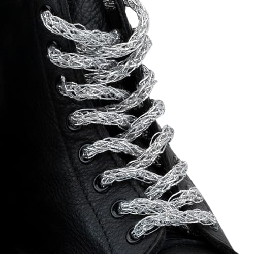 Glitter Silver Shoe Laces Metallic Shoestring Fashion Chain Shoelace for Sneakers Sparkle Bling Shoe Strings