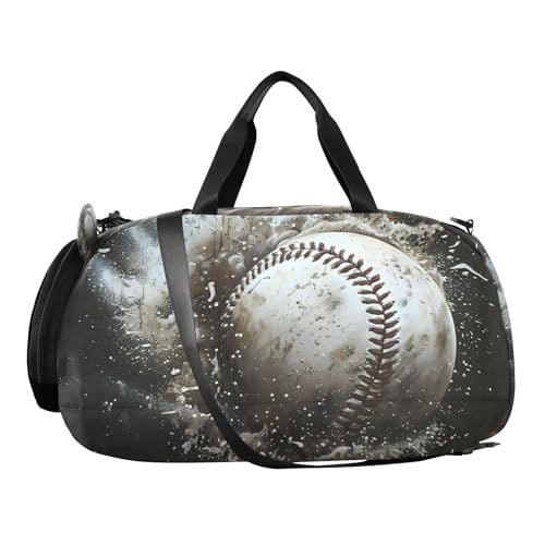 Gym Travel Duffle Bag for Boys Girls Baseball Ball with Water Sports Dance Bag with Shoe Compartment & Wet Pocket Football Kids Travel Bag Teens Sleepover Carry2