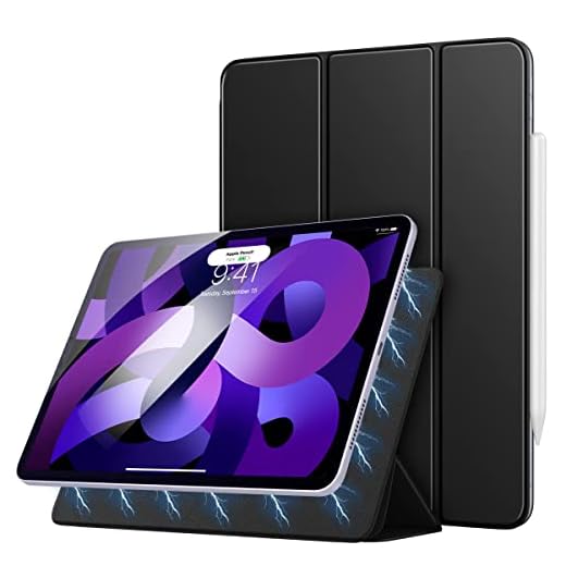 MoKo Magnetic Case for iPad Air 5th/4th Generation 10.9 Inch 2022/2020, Auto Wake/Sleep, Support 2nd Pencil Charging, Magnetic Back Shell Protective Smart Stand Cover for iPad Air 4 Case,Black