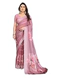 ETHNICMODE indien Sari For femme Printed Georgette Light Weight Jari Party Wear Peach Saree With Unstitched Peach Blouse Piece 1142