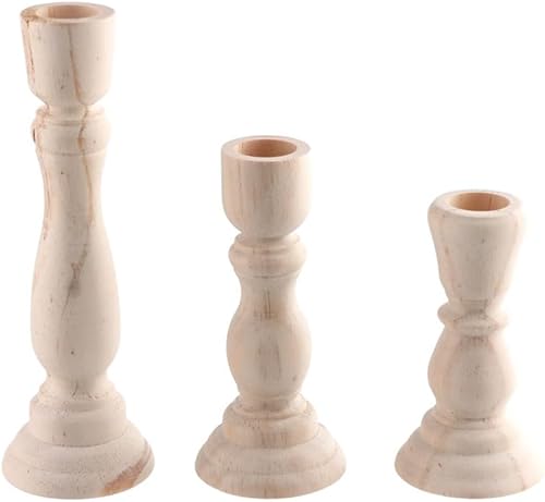 Miniatura 3 de 3 portavelas de madera, portavelas de madera sin terminar, soportes para velas cónicas para decoración rústica de boda, fiesta, cumpleaños, hogar