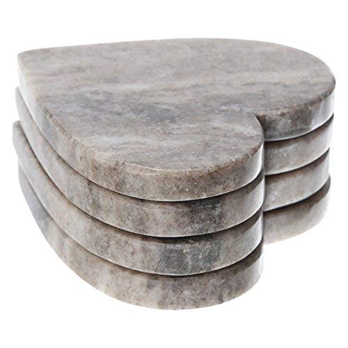 Shalinindia Handmade Love Heart Shape Marble Stone Tea Coasters Set Of 4 For Drink Size- 4X4X0.75 Inch Cocktail Coffee Dinning Table- Artisan Crafted In India (Brown Galaxy) #TOP1