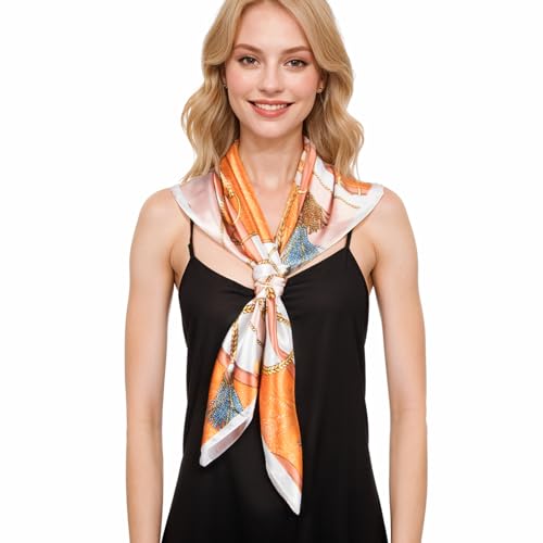 RIIQIICHY Head Scarf for Women Like Silk Scarf Hair Scarf Printed Square Scarf Bandanas for Women 35 Inches