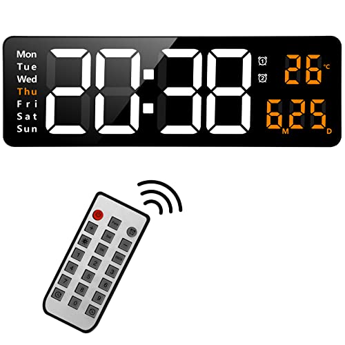 Fuloon Fitness Minuteur Horloge Murale d'entraînement Positif Compte à Rebours Chronomètre USB avec télécommande Timer Interval Sport pour Tabata EMOM MMA (16 Pouces, Orange) Cover