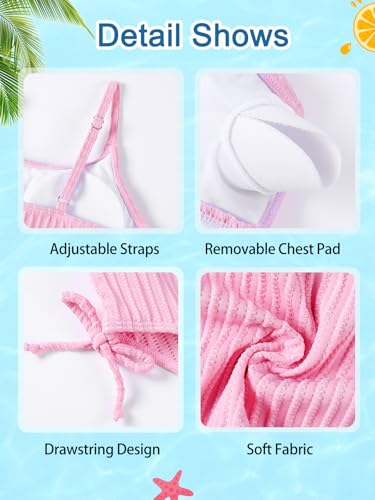 Patgoal Girls Swimsuits Teen Girls Two Piece Bathing Suit High Waist Bikini Set with Chest Pad Color Block Swimwear 9-16T3