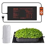 SWAWIS 55W Tapis Chauffant Semis 52.7x25.4cm avec Thermostat, Plage de Contrôle de Température 5-45 ℃, IP67, pour pour Germination des Graines Brassage Artisanal, Reptiles(Intégré)