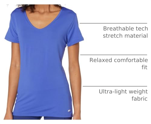 Image of Amazon Essentials Women's Active Quick Dry Tech Stretch Short-Sleeve V-Neck T-Shirt, Moisture-Wicking, Pack of 2