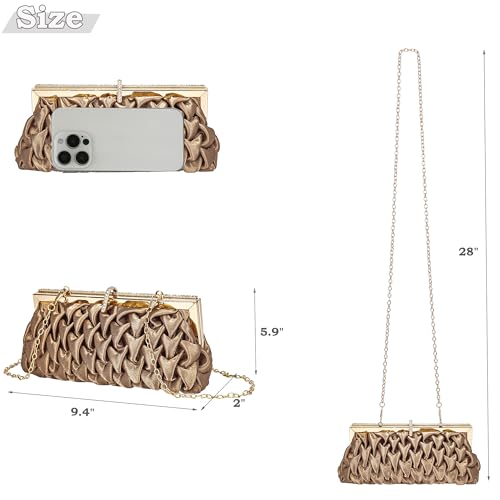 Image of Classic Satin Clutch Bag Diamante Embellished Formal Evening Handbag for Wedding Prom Party Purses