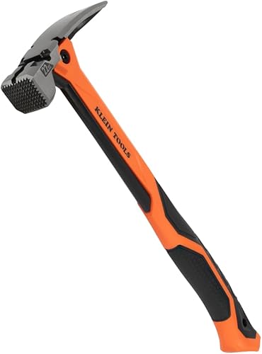Miniatura 18 de Klein Tools H80718 Martillo de garra recta con cabeza lisa, 18 onzas, mango de agarre antideslizante de fibra de vidrio con orificio de sujeción, 15