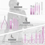 Zestaw do manicure, profesjonalny zestaw do pedicure, obcinacz do paznokci, 18 szt., fioletowy