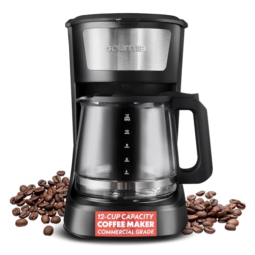 Comparison: Auto Drip Coffee 5 Gourmia Drip Coffee Maker – 12 Cup, One-Touch Operation, Pause & Serve, Automatic Keep Warm, Easy View Water Window, Compact Design, Stainless Steel Accents, Black