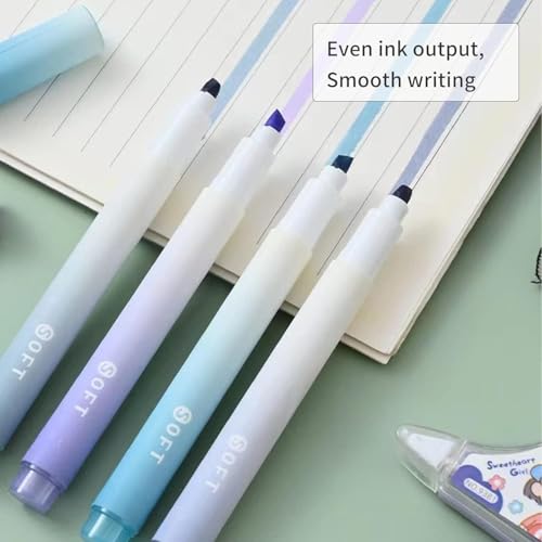Image of Shuttle Art Aesthetic Cute Pastel Highlighter Pen Set (4 Pcs) - Soft Color Ink Highlighters, Quick Dry No Bleed Marker Pens with Chisel Tip for Notes, Journaling, Study & Office Stationery (Green)