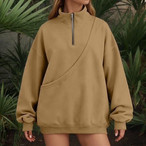 Sudadera sin capucha con cremallera de cuartos y bolsillo para gatos café 5