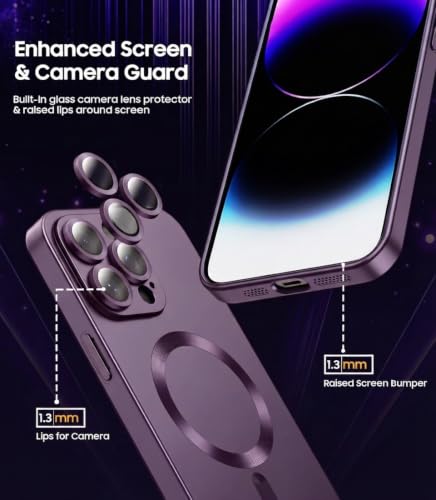 Image of DIZORO Magnetic Case for iPhone 15 Pro Case [Compatible with MagSafe][Built-in Camera Lens Protector] Slim Soft Silicone Bumper Shockproof Metallic Luster Back Cover Phone Case - Royal Deep