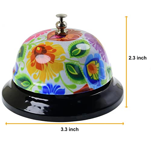 WEKOIL Call Bell Desk Service Bell Ding for Restaurant Hotel Room Kitchen Party Office Elderly Large White Pattern Bell,3.3 inch