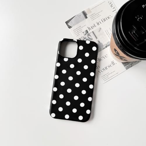 NITITOP Compatible with iPhone 13/14 Case Cute Polka Dots Pattern for Women Girls Men Boy Hybrid 2 Layers Matte Back Shockproof Protective Cover - Black by NITITOP - Used condition - Image 5