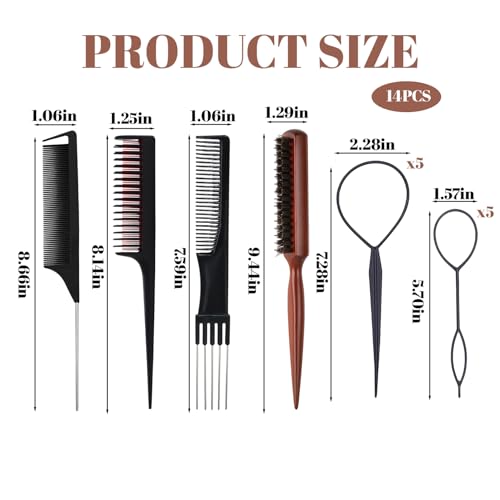 Set profesional de 14 peines para peinado y separación de cabello miniatura 2
