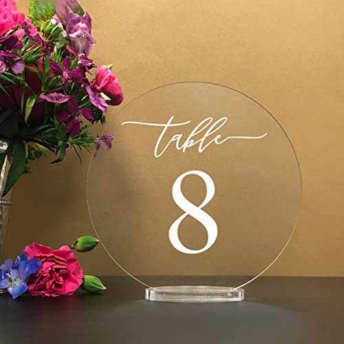 Round Table numbers with stand custom clear acrylic
