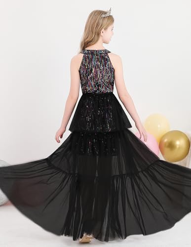 Girls' Special Occasion Dresses Pageant Sequin for Birthday Party Graduation Formal Dresses Size 10-12 Black4