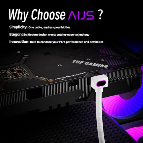 Image of 8PIN GPU Extension Cable, ARGB PC Cable with 5V 3Pin,18AWG 90 Right-Angle Design for Cleaner PC Builds,Male-to-Female Connectors Suitable for Various GPU and Power Supply.30CM(White-GPU-Clip B)