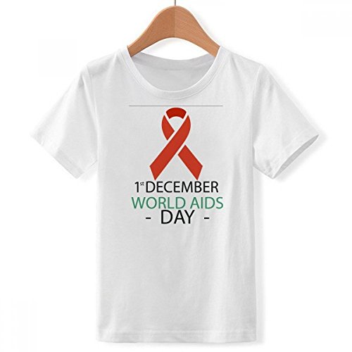 T-Shirt Blanc HIV Solidarité 1er Jour du SIDA en Taille XXXL pour Garçon