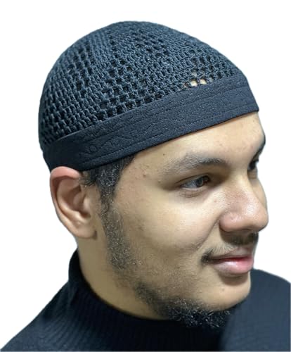 Premium Kufi Handmade in Egypt Multiple Sizes Kufi Hats for Men Muslim Hats for Men Kuffi African Hats for Men Midnight Black