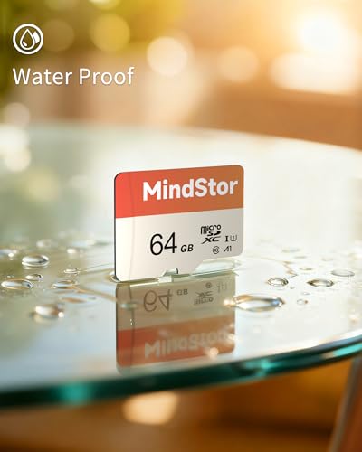 Image of Micro SDXC 64GB Memory Card, MindStor 90MB /s Read Speed TF Card with Adapter, U1, A1 Rated, HD Video Support, Waterproof, for Security Camera, Dash cam, 5 Pack