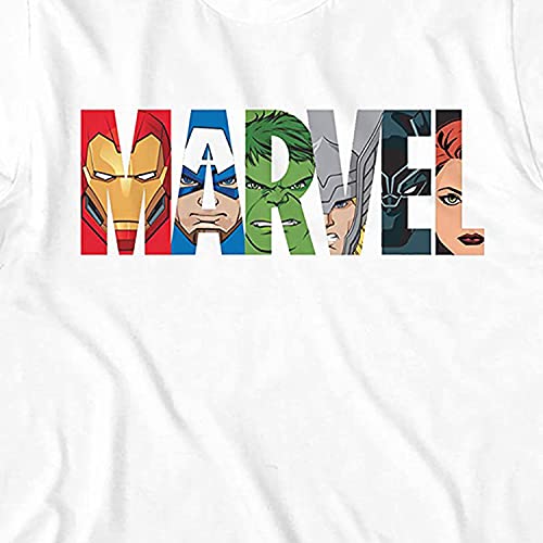 Marvel Mens Comics Group Shirt - Spiderman, Ironman, Captain America & Hulk Tee - Throwback Classic T-Shirt (White Logo, Small) #TOP1