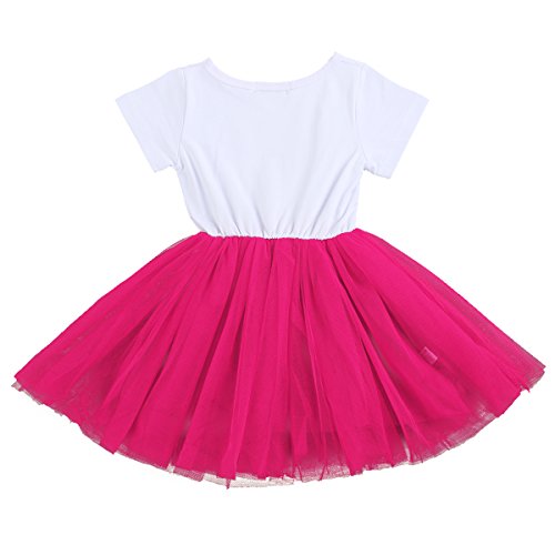 Kids Girl It's My 1st/2nd Birthday Cake Smash Outfits Shinny Printed Sequin Bow Tutu Princess Dress Clothes Set 2pcs Hot Pink(1 Years)