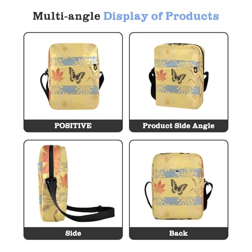 small messenger bag for women Crossbody Small Bags For Women Casual Womens Purse Adjustable Strap for Outdoor Daily Outdoor Daily- Japanese Yellow Butterfly4